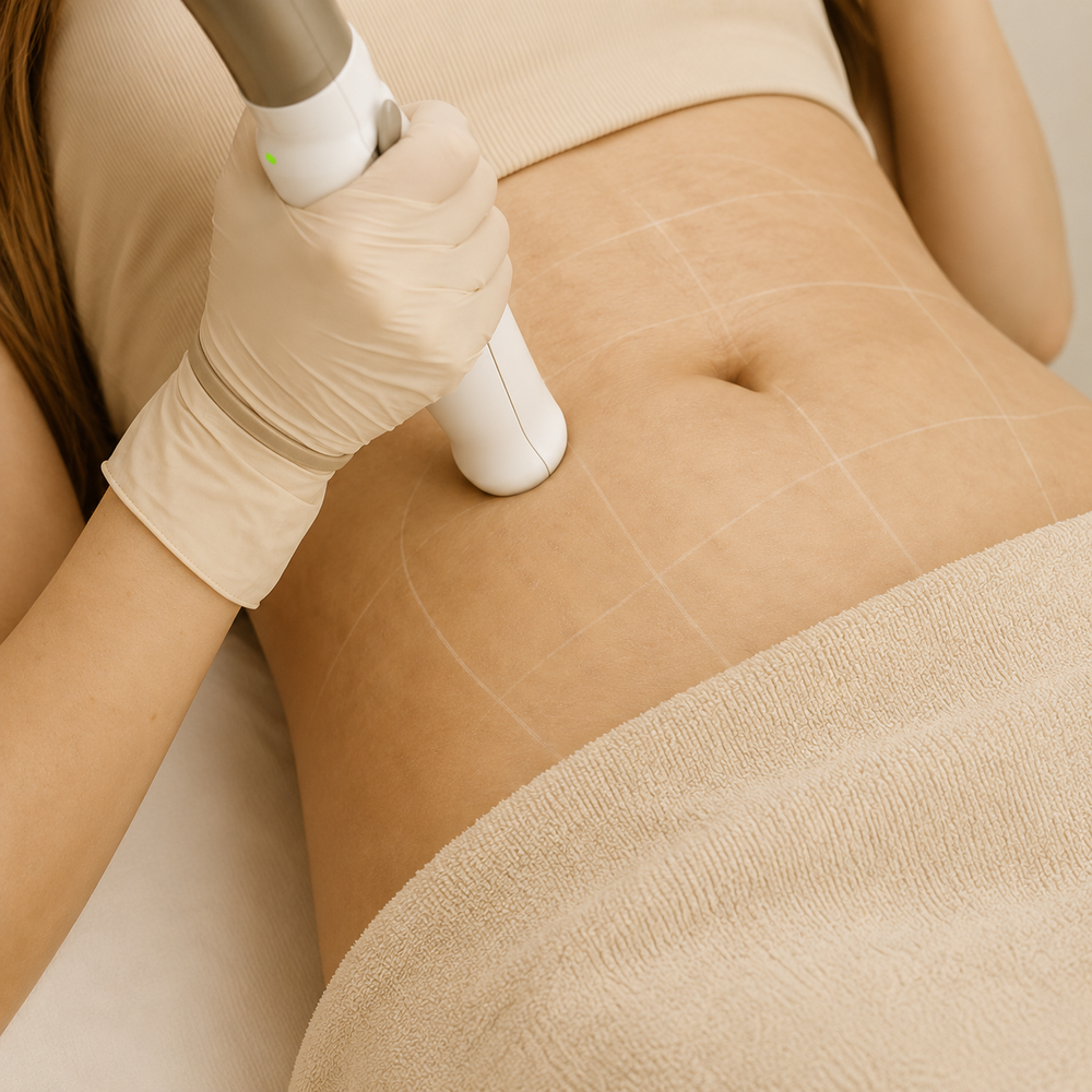 Professional stretch mark treatment at The Salon Station Clinic to improve skin texture and reduce visible stretch marks.